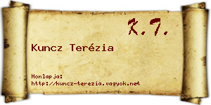 Kuncz Terézia névjegykártya